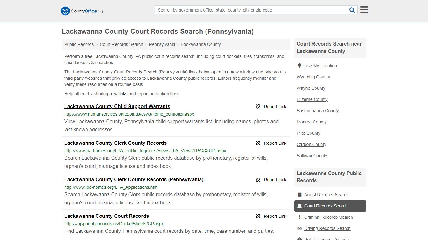 Court Records Search - Lackawanna County, PA (Adoptions, Criminal ...
