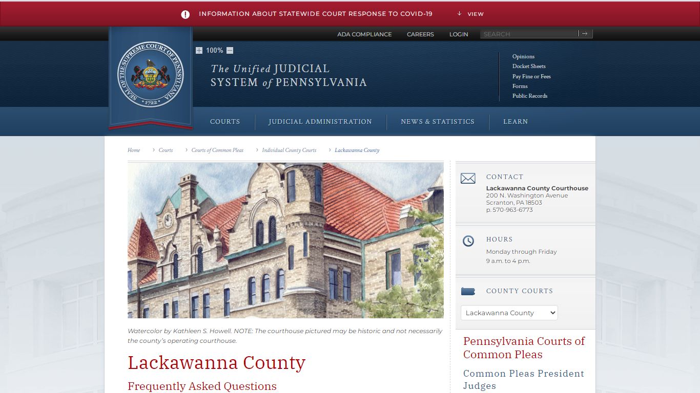 Lackawanna County | Individual County Courts | Courts of Common Pleas ...